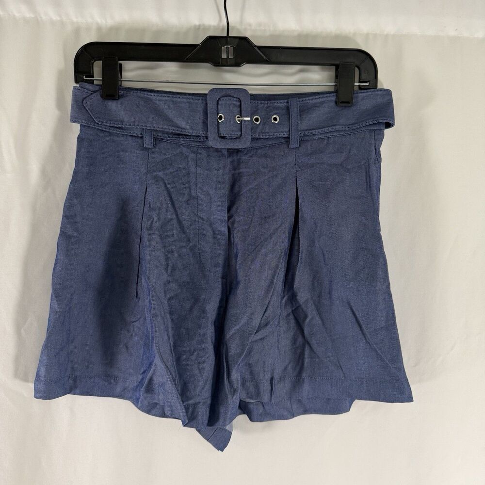 New Audrey Parks Francesca's Shorts Women's Medium Blue Belted Pleated